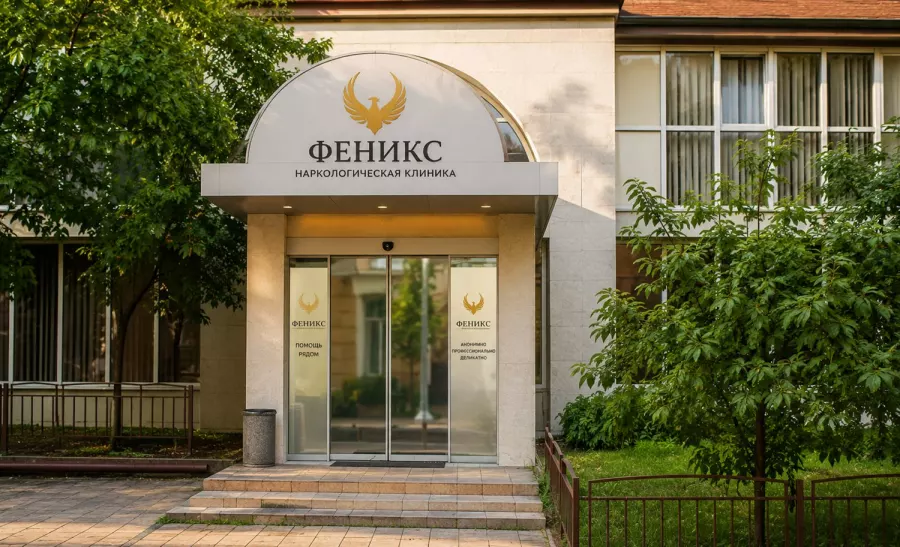 Вход в наркологическую клинику «Феникс» в Хвалынске